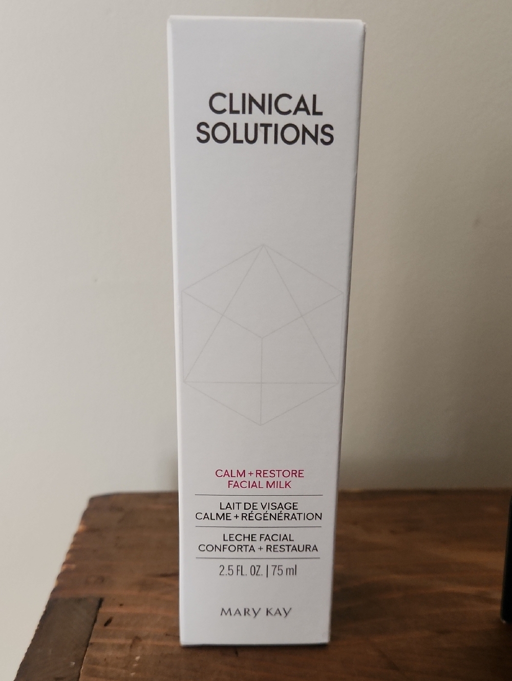 Mary Kay Clinical Solutions Calm + Restore Facial Milk in white with pink text